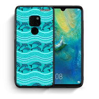 Thumbnail for Θήκη Huawei Mate 20 Swimming Dolphins από τη Smartfits με σχέδιο στο πίσω μέρος και μαύρο περίβλημα | Huawei Mate 20 Swimming Dolphins case with colorful back and black bezels