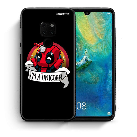 Θήκη Huawei Mate 20 Unicorn Deadpool από τη Smartfits με σχέδιο στο πίσω μέρος και μαύρο περίβλημα | Huawei Mate 20 Unicorn Deadpool case with colorful back and black bezels