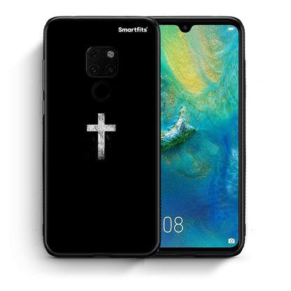 Θήκη Huawei Mate 20 White Cross από τη Smartfits με σχέδιο στο πίσω μέρος και μαύρο περίβλημα | Huawei Mate 20 White Cross case with colorful back and black bezels