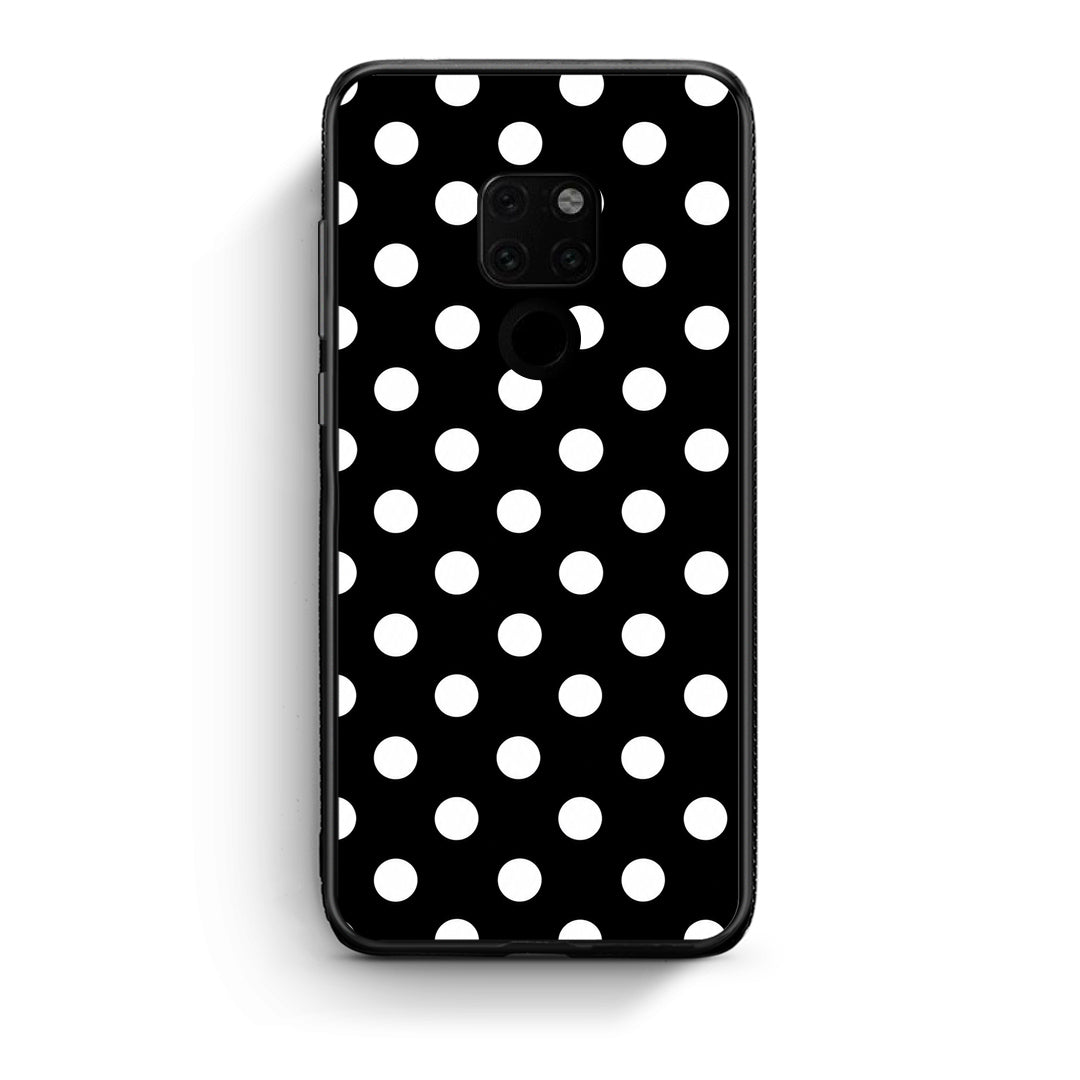 Θήκη Huawei Mate 20 White Polka Dots on Black από τη Smartfits με σχέδιο στο πίσω μέρος και μαύρο περίβλημα | Huawei Mate 20 White Polka Dots on Black case with colorful back and black bezels