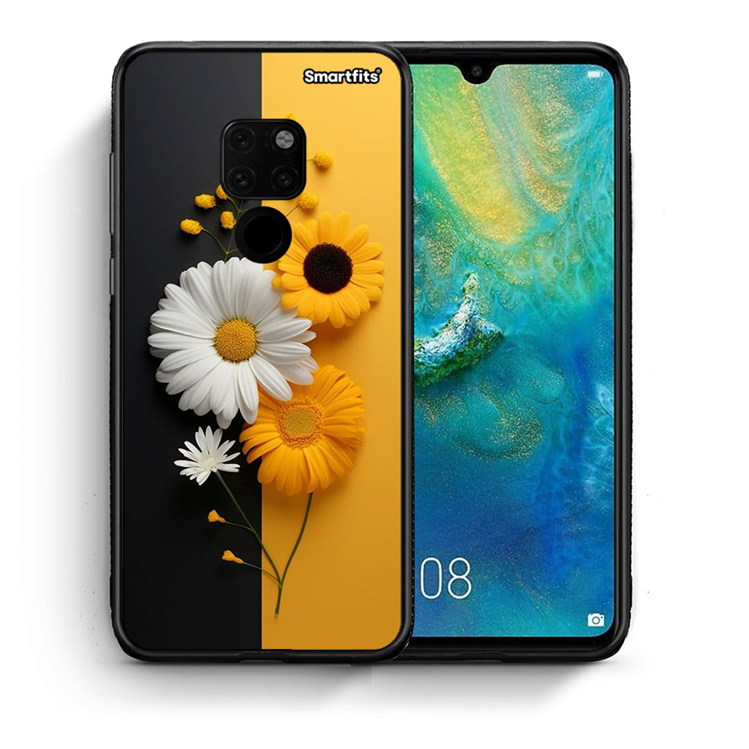 Θήκη Huawei Mate 20 Yellow Daisies από τη Smartfits με σχέδιο στο πίσω μέρος και μαύρο περίβλημα | Huawei Mate 20 Yellow Daisies case with colorful back and black bezels