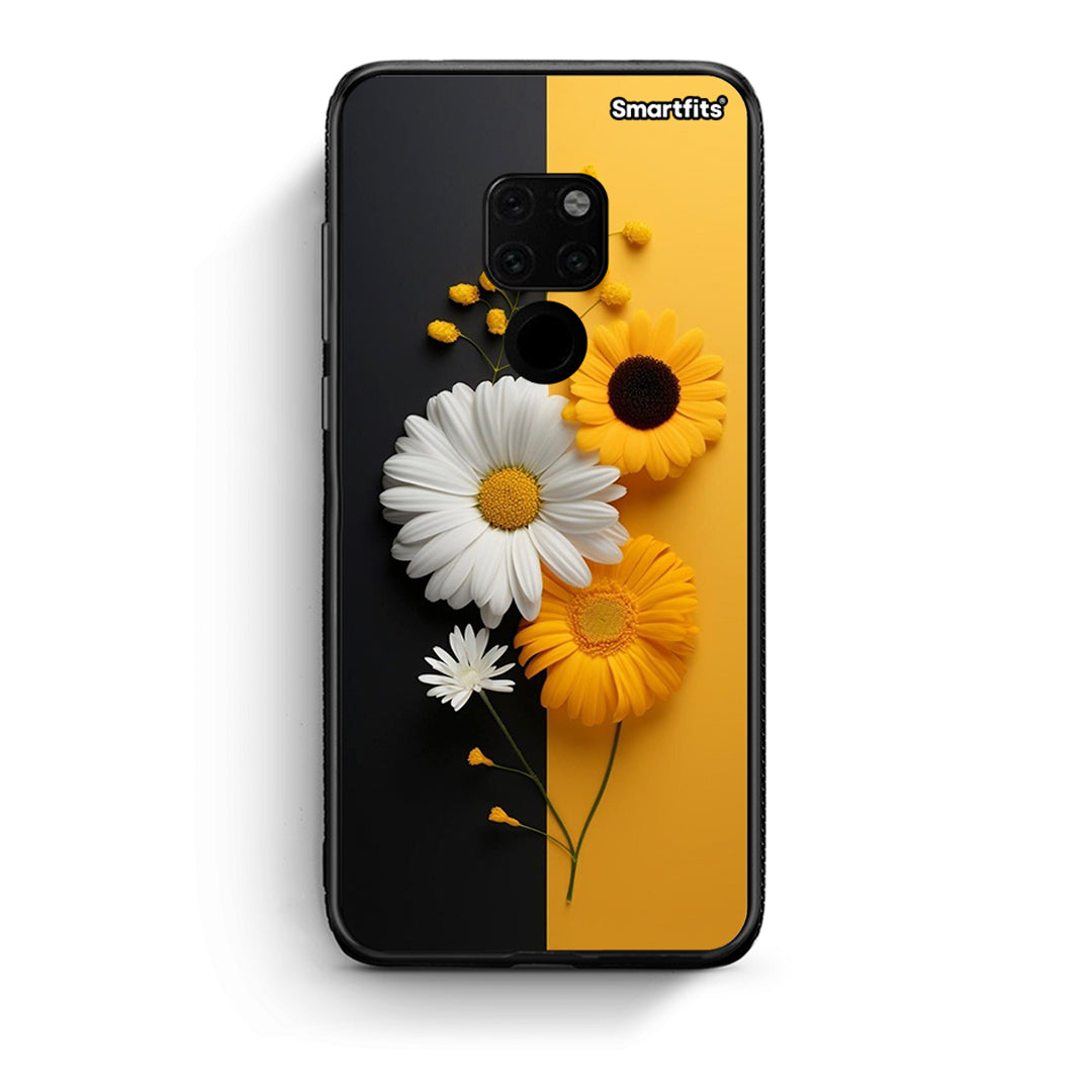 Huawei Mate 20 Yellow Daisies θήκη από τη Smartfits με σχέδιο στο πίσω μέρος και μαύρο περίβλημα | Smartphone case with colorful back and black bezels by Smartfits