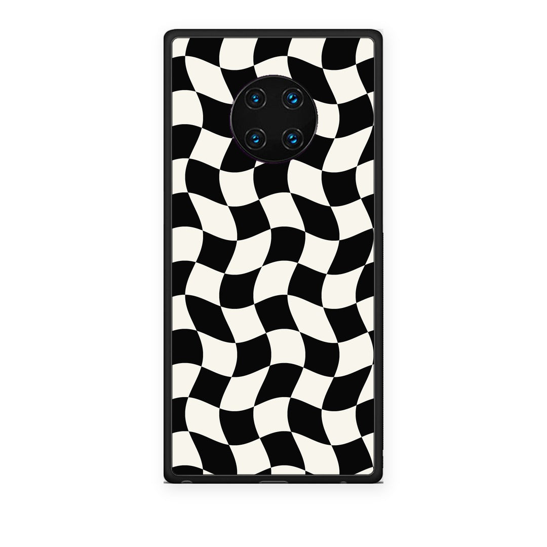 Θήκη Huawei Mate 30 Pro Black and Cream Wavy Checkerboard από τη Smartfits με σχέδιο στο πίσω μέρος και μαύρο περίβλημα | Huawei Mate 30 Pro Black and Cream Wavy Checkerboard case with colorful back and black bezels