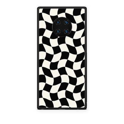 Θήκη Huawei Mate 30 Pro Black and Cream Wavy Checkerboard από τη Smartfits με σχέδιο στο πίσω μέρος και μαύρο περίβλημα | Huawei Mate 30 Pro Black and Cream Wavy Checkerboard case with colorful back and black bezels
