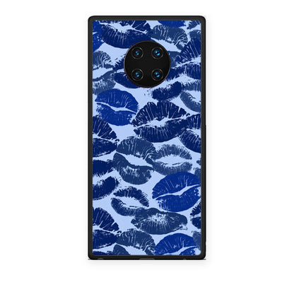 Θήκη Huawei Mate 30 Pro Blue Lipstick Kisses από τη Smartfits με σχέδιο στο πίσω μέρος και μαύρο περίβλημα | Huawei Mate 30 Pro Blue Lipstick Kisses case with colorful back and black bezels