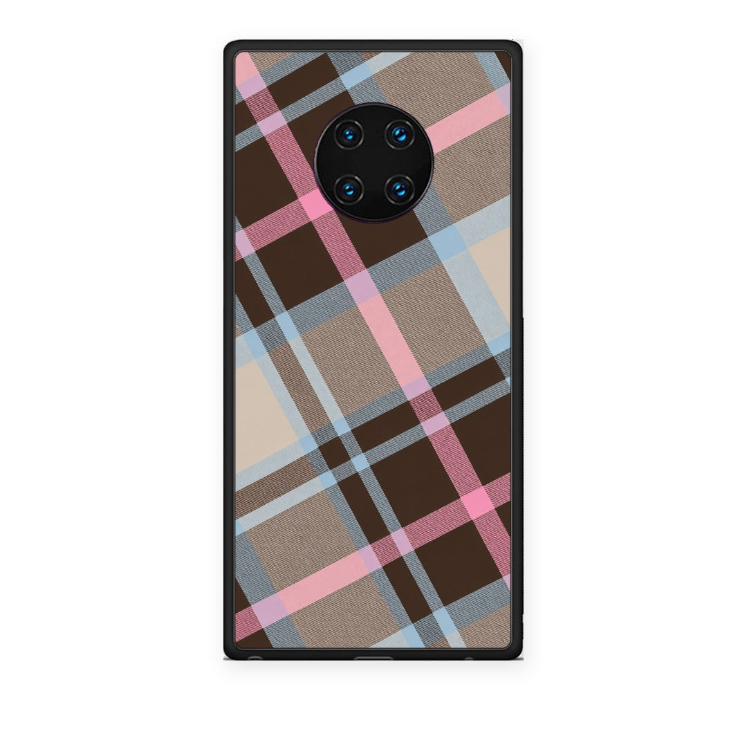 Θήκη Huawei Mate 30 Pro Brown Pink and Blue Diagonal Plaid από τη Smartfits με σχέδιο στο πίσω μέρος και μαύρο περίβλημα | Huawei Mate 30 Pro Brown Pink and Blue Diagonal Plaid case with colorful back and black bezels