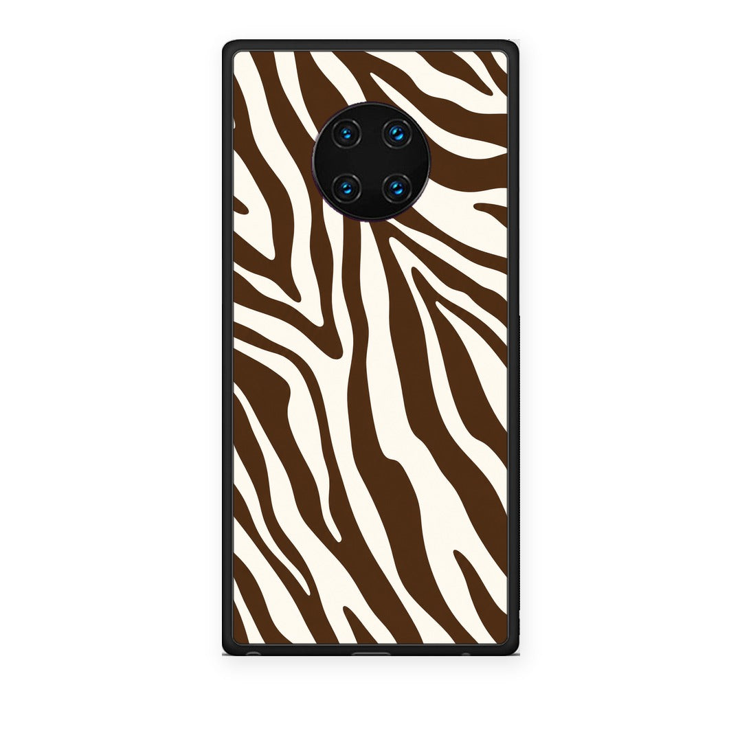 Θήκη Huawei Mate 30 Pro Brown and Cream Zebra Stripes από τη Smartfits με σχέδιο στο πίσω μέρος και μαύρο περίβλημα | Huawei Mate 30 Pro Brown and Cream Zebra Stripes case with colorful back and black bezels