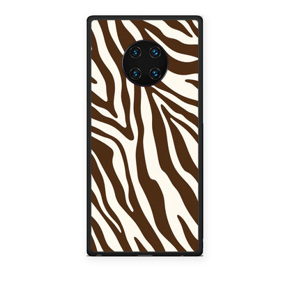 Θήκη Huawei Mate 30 Pro Brown and Cream Zebra Stripes από τη Smartfits με σχέδιο στο πίσω μέρος και μαύρο περίβλημα | Huawei Mate 30 Pro Brown and Cream Zebra Stripes case with colorful back and black bezels