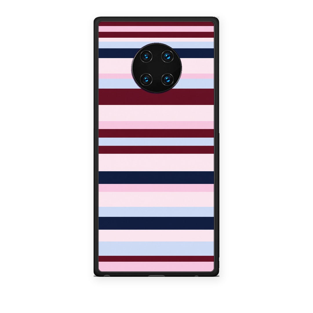 Θήκη Huawei Mate 30 Pro Burgundy Pink and Blue Horizontal Stripes από τη Smartfits με σχέδιο στο πίσω μέρος και μαύρο περίβλημα | Huawei Mate 30 Pro Burgundy Pink and Blue Horizontal Stripes case with colorful back and black bezels