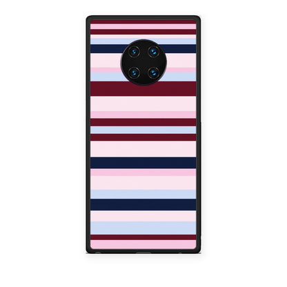 Θήκη Huawei Mate 30 Pro Burgundy Pink and Blue Horizontal Stripes από τη Smartfits με σχέδιο στο πίσω μέρος και μαύρο περίβλημα | Huawei Mate 30 Pro Burgundy Pink and Blue Horizontal Stripes case with colorful back and black bezels
