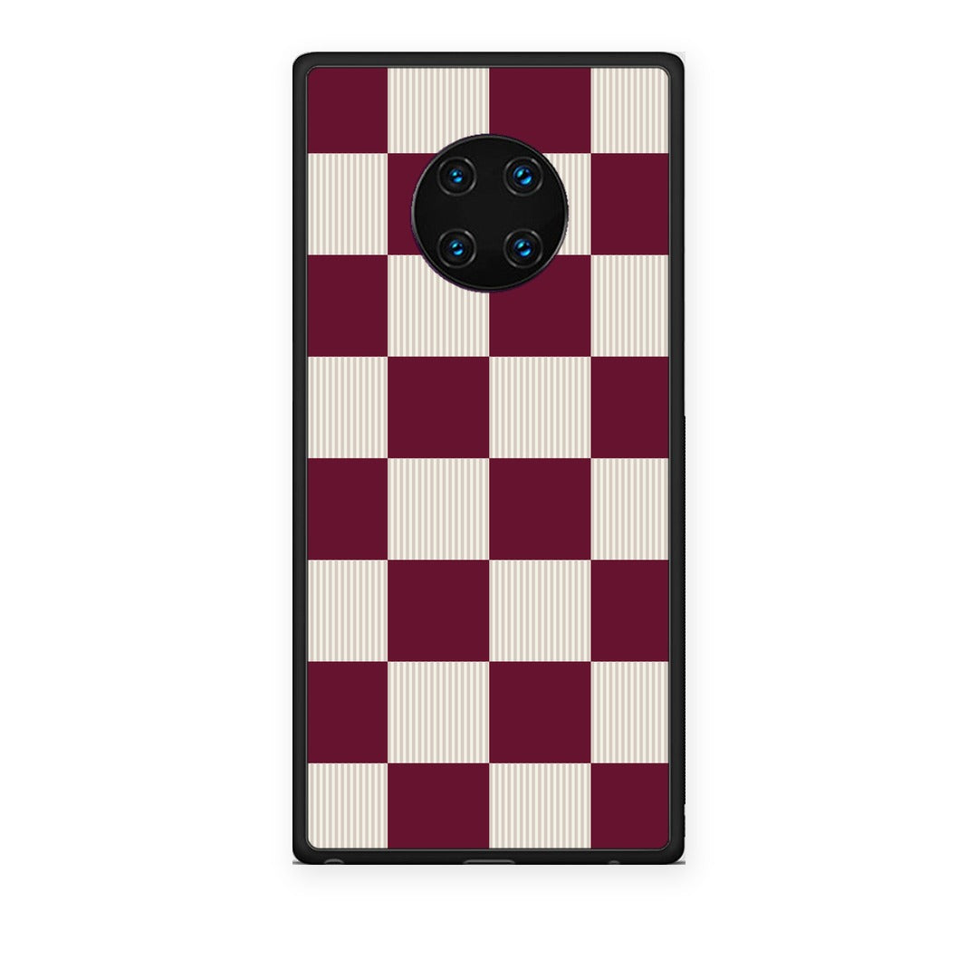 Θήκη Huawei Mate 30 Pro Burgundy and Cream Striped Checks από τη Smartfits με σχέδιο στο πίσω μέρος και μαύρο περίβλημα | Huawei Mate 30 Pro Burgundy and Cream Striped Checks case with colorful back and black bezels