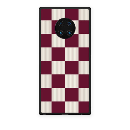 Θήκη Huawei Mate 30 Pro Burgundy and Cream Striped Checks από τη Smartfits με σχέδιο στο πίσω μέρος και μαύρο περίβλημα | Huawei Mate 30 Pro Burgundy and Cream Striped Checks case with colorful back and black bezels