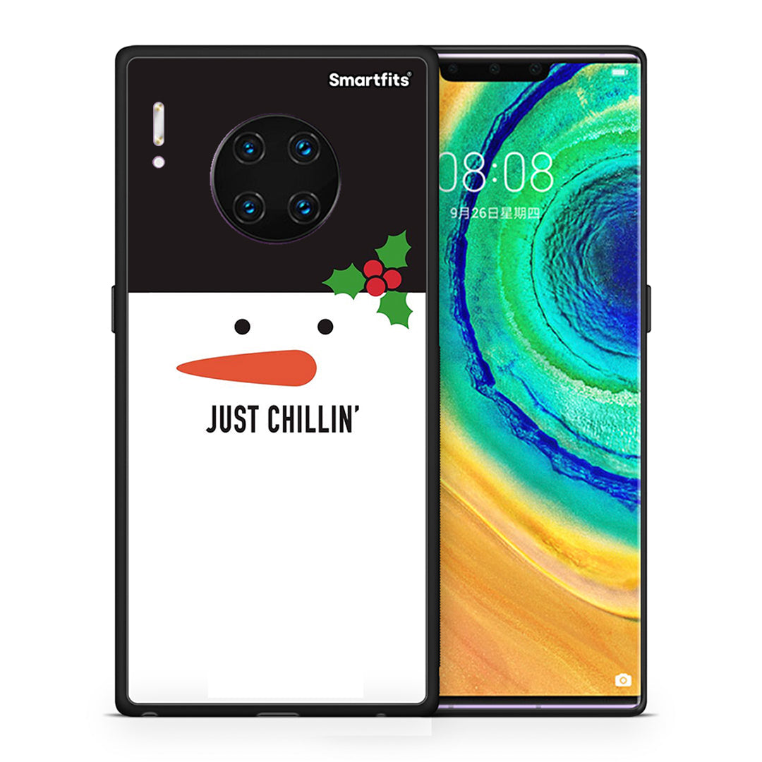 Θήκη Huawei Mate 30 Pro Christmas Chillin από τη Smartfits με σχέδιο στο πίσω μέρος και μαύρο περίβλημα | Huawei Mate 30 Pro Christmas Chillin case with colorful back and black bezels