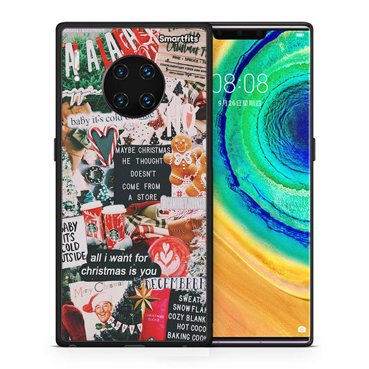 Θήκη Huawei Mate 30 Pro Christmas Happiness από τη Smartfits με σχέδιο στο πίσω μέρος και μαύρο περίβλημα | Huawei Mate 30 Pro Christmas Happiness case with colorful back and black bezels