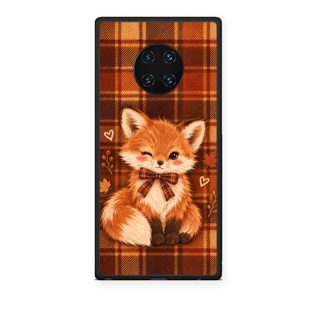 Θήκη Huawei Mate 30 Pro Fox on Autumn Tartan από τη Smartfits με σχέδιο στο πίσω μέρος και μαύρο περίβλημα | Huawei Mate 30 Pro Fox on Autumn Tartan case with colorful back and black bezels