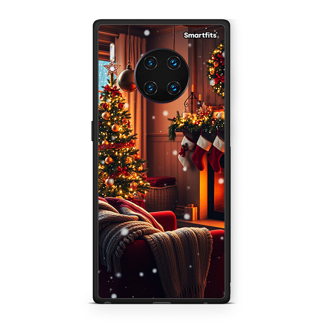 Huawei Mate 30 Pro Home For Christmas θήκη από τη Smartfits με σχέδιο στο πίσω μέρος και μαύρο περίβλημα | Smartphone case with colorful back and black bezels by Smartfits