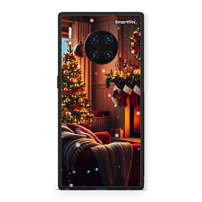 Huawei Mate 30 Pro Home For Christmas θήκη από τη Smartfits με σχέδιο στο πίσω μέρος και μαύρο περίβλημα | Smartphone case with colorful back and black bezels by Smartfits