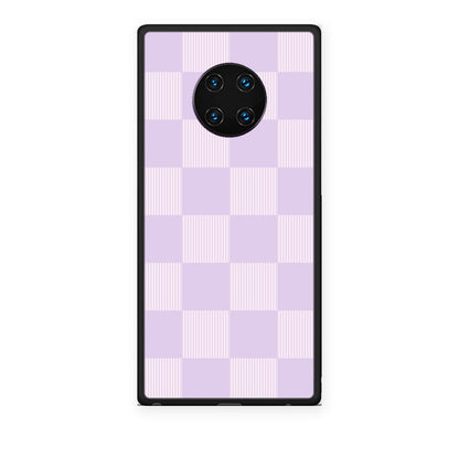 Θήκη Huawei Mate 30 Pro Lilac and Cream Striped Checks από τη Smartfits με σχέδιο στο πίσω μέρος και μαύρο περίβλημα | Huawei Mate 30 Pro Lilac and Cream Striped Checks case with colorful back and black bezels