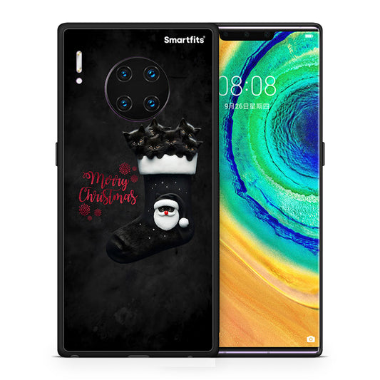 Θήκη Huawei Mate 30 Pro Merry Cat Christmas από τη Smartfits με σχέδιο στο πίσω μέρος και μαύρο περίβλημα | Huawei Mate 30 Pro Merry Cat Christmas case with colorful back and black bezels
