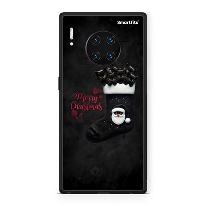 Huawei Mate 30 Pro Merry Cat Christmas θήκη από τη Smartfits με σχέδιο στο πίσω μέρος και μαύρο περίβλημα | Smartphone case with colorful back and black bezels by Smartfits