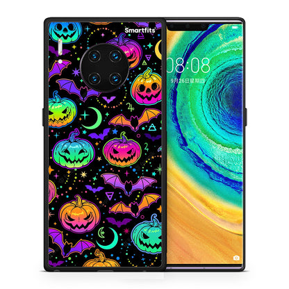 Θήκη Huawei Mate 30 Pro Neon Halloween από τη Smartfits με σχέδιο στο πίσω μέρος και μαύρο περίβλημα | Huawei Mate 30 Pro Neon Halloween case with colorful back and black bezels