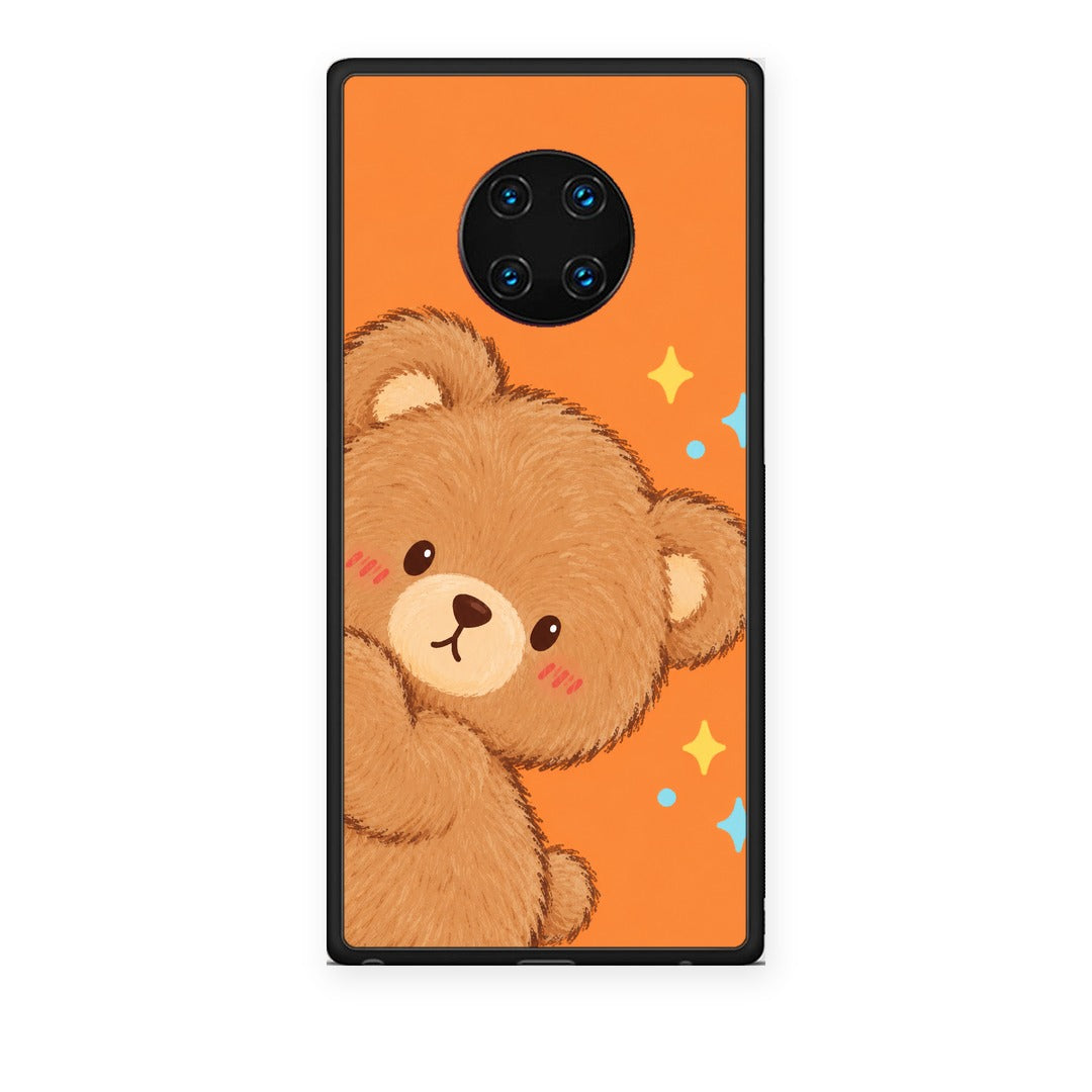 Θήκη Huawei Mate 30 Pro Peekaboo Teddy on Orange από τη Smartfits με σχέδιο στο πίσω μέρος και μαύρο περίβλημα | Huawei Mate 30 Pro Peekaboo Teddy on Orange case with colorful back and black bezels