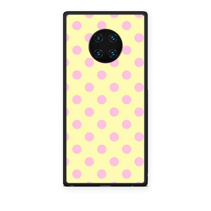 Θήκη Huawei Mate 30 Pro Pink Polka Dots on Yellow από τη Smartfits με σχέδιο στο πίσω μέρος και μαύρο περίβλημα | Huawei Mate 30 Pro Pink Polka Dots on Yellow case with colorful back and black bezels