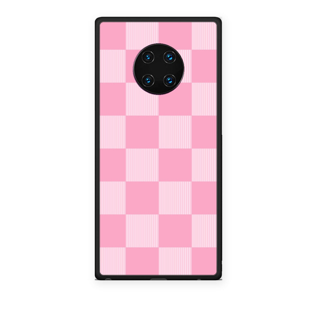 Θήκη Huawei Mate 30 Pro Pink and White Striped Checks από τη Smartfits με σχέδιο στο πίσω μέρος και μαύρο περίβλημα | Huawei Mate 30 Pro Pink and White Striped Checks case with colorful back and black bezels