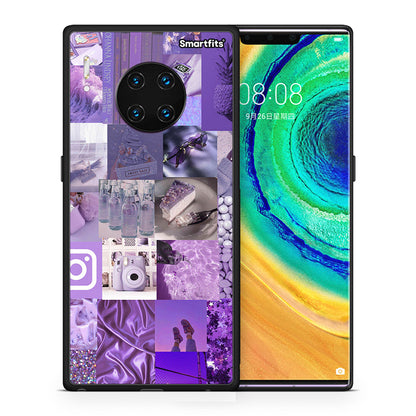 Θήκη Huawei Mate 30 Pro Purple Aesthetic Collage από τη Smartfits με σχέδιο στο πίσω μέρος και μαύρο περίβλημα | Huawei Mate 30 Pro Purple Aesthetic Collage case with colorful back and black bezels