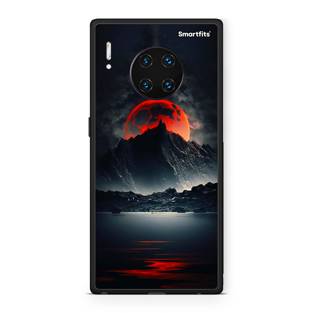 Huawei Mate 30 Pro Red Full Moon θήκη από τη Smartfits με σχέδιο στο πίσω μέρος και μαύρο περίβλημα | Smartphone case with colorful back and black bezels by Smartfits