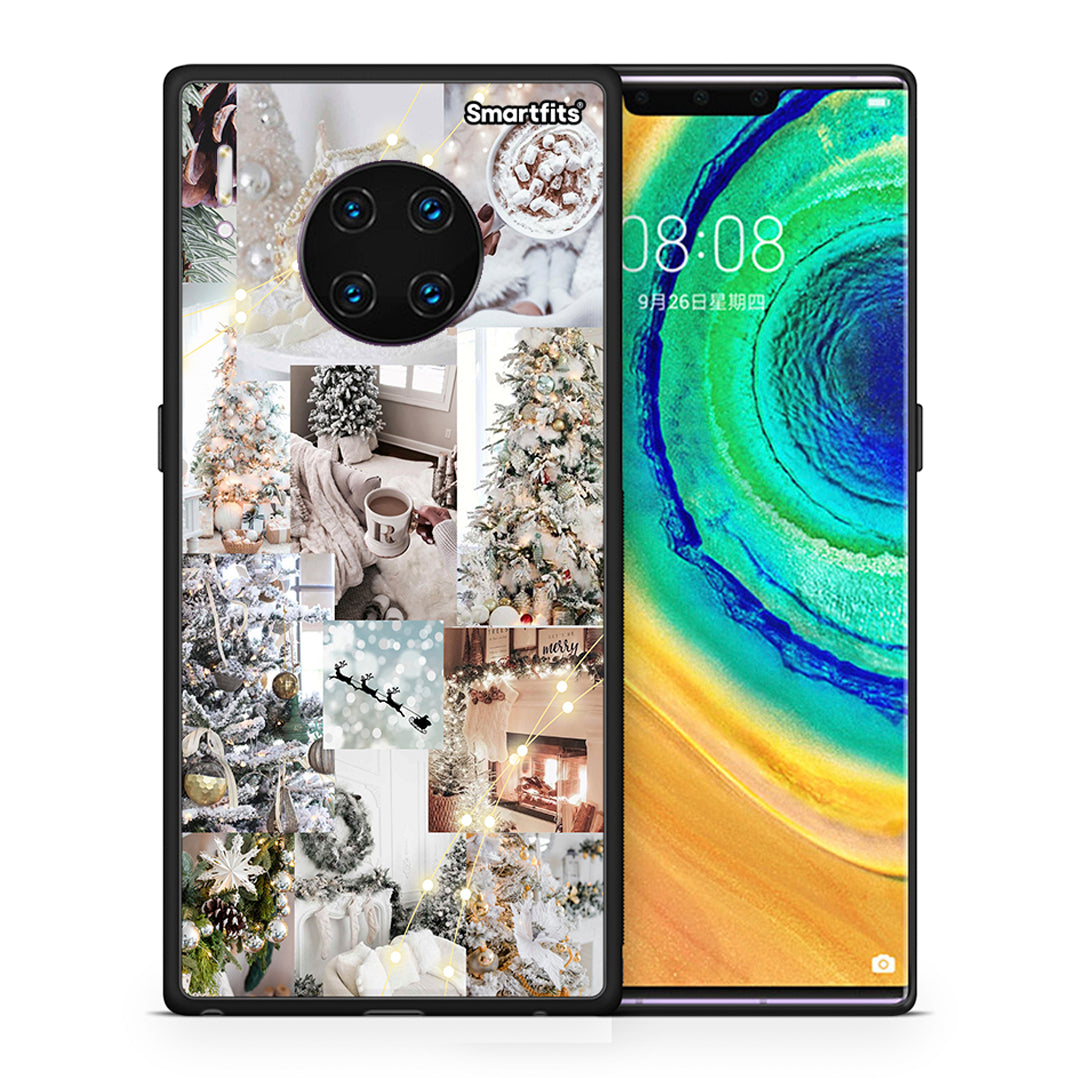 Θήκη Huawei Mate 30 Pro White Christmas από τη Smartfits με σχέδιο στο πίσω μέρος και μαύρο περίβλημα | Huawei Mate 30 Pro White Christmas case with colorful back and black bezels