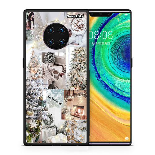 Θήκη Huawei Mate 30 Pro White Christmas από τη Smartfits με σχέδιο στο πίσω μέρος και μαύρο περίβλημα | Huawei Mate 30 Pro White Christmas case with colorful back and black bezels