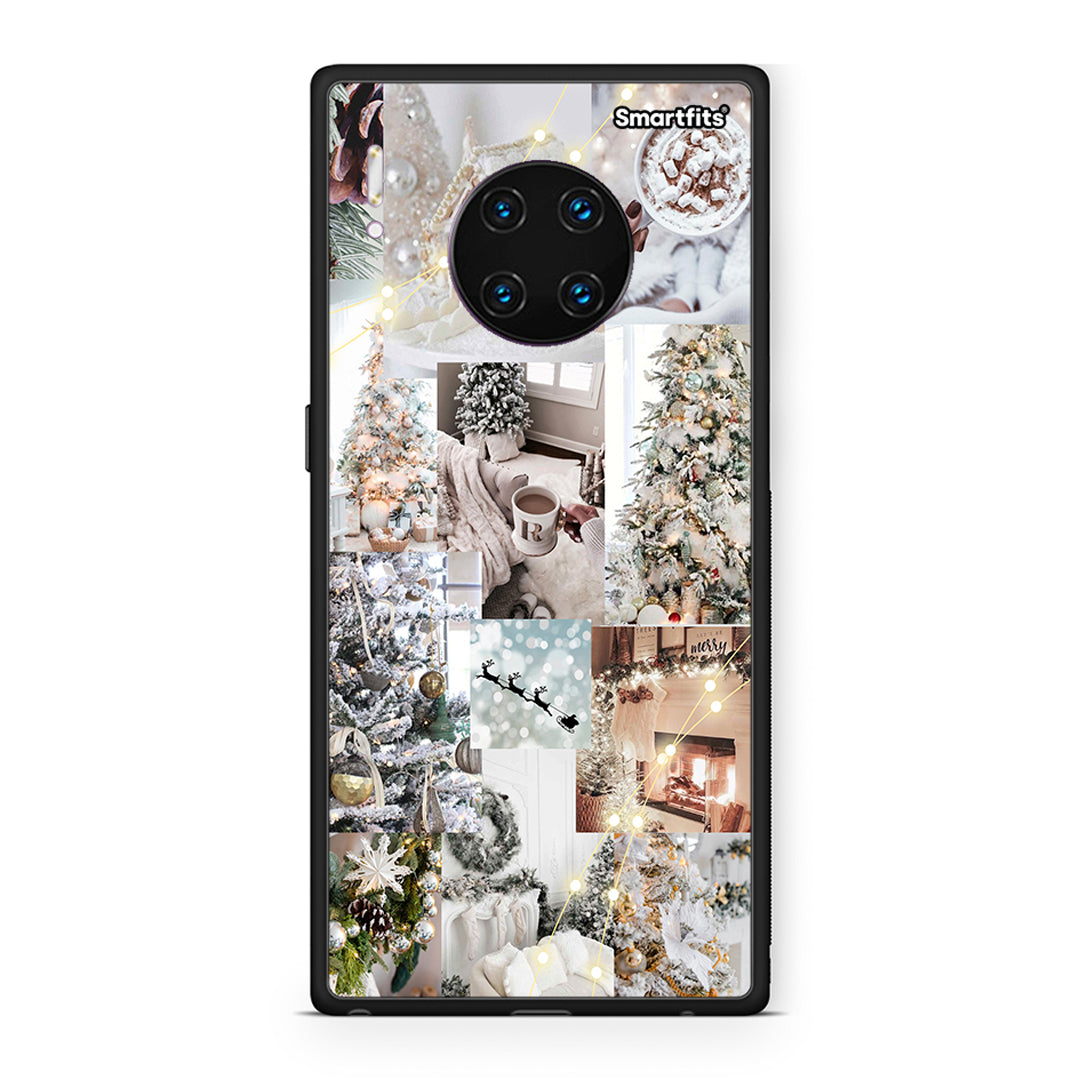 Huawei Mate 30 Pro White Christmas θήκη από τη Smartfits με σχέδιο στο πίσω μέρος και μαύρο περίβλημα | Smartphone case with colorful back and black bezels by Smartfits