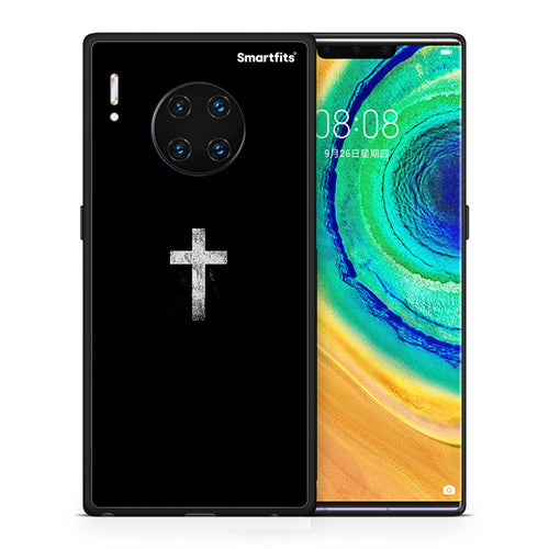 Θήκη Huawei Mate 30 Pro White Cross από τη Smartfits με σχέδιο στο πίσω μέρος και μαύρο περίβλημα | Huawei Mate 30 Pro White Cross case with colorful back and black bezels