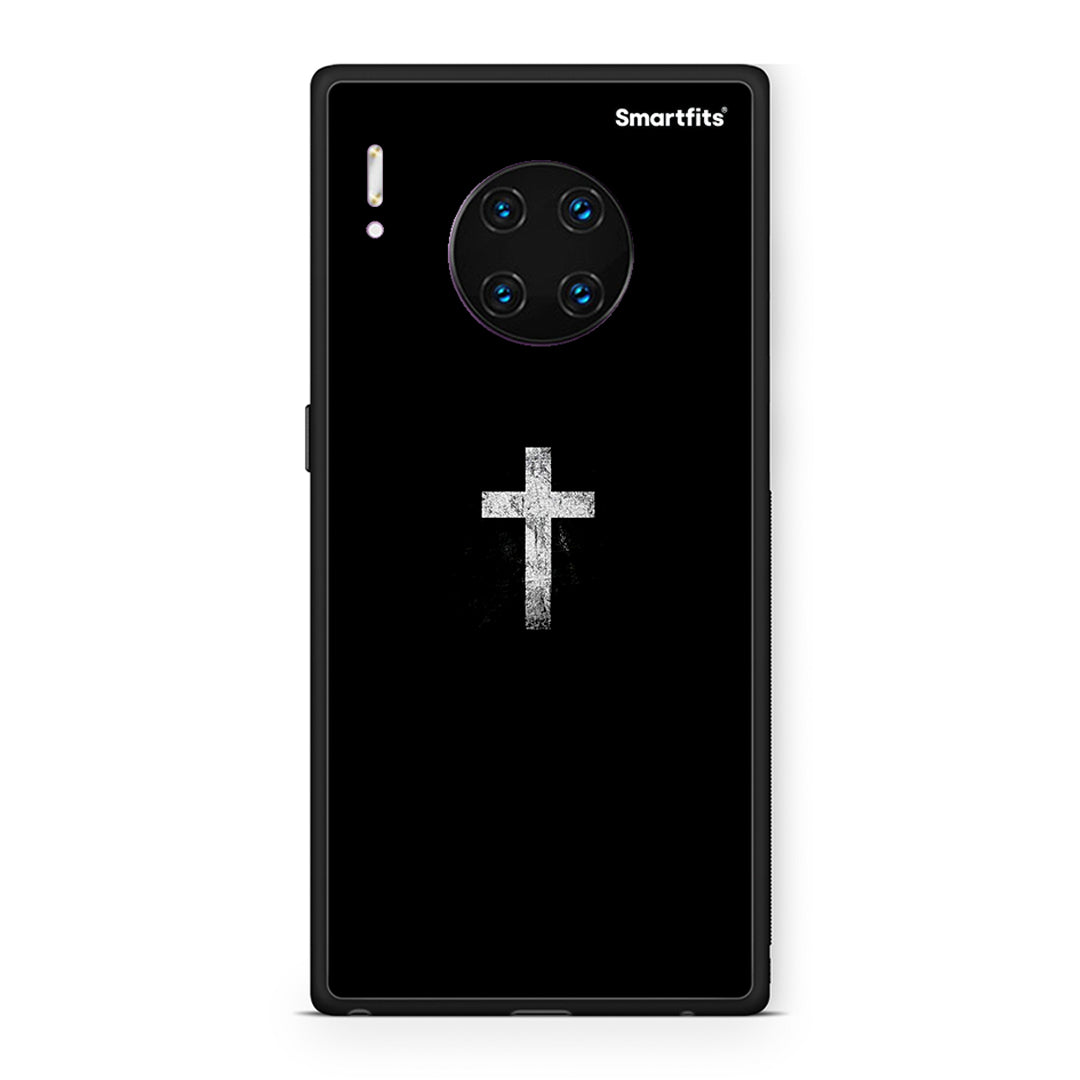 Huawei Mate 30 Pro White Cross θήκη από τη Smartfits με σχέδιο στο πίσω μέρος και μαύρο περίβλημα | Smartphone case with colorful back and black bezels by Smartfits