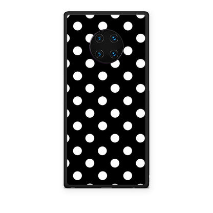 Θήκη Huawei Mate 30 Pro White Polka Dots on Black από τη Smartfits με σχέδιο στο πίσω μέρος και μαύρο περίβλημα | Huawei Mate 30 Pro White Polka Dots on Black case with colorful back and black bezels