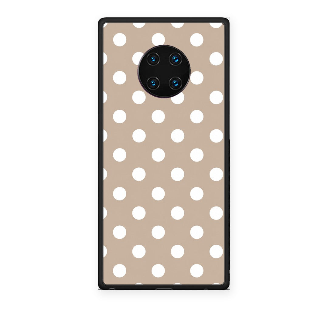 Θήκη Huawei Mate 30 Pro White Polka Dots on Taupe από τη Smartfits με σχέδιο στο πίσω μέρος και μαύρο περίβλημα | Huawei Mate 30 Pro White Polka Dots on Taupe case with colorful back and black bezels