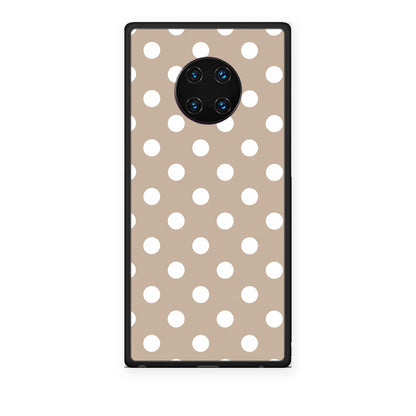 Θήκη Huawei Mate 30 Pro White Polka Dots on Taupe από τη Smartfits με σχέδιο στο πίσω μέρος και μαύρο περίβλημα | Huawei Mate 30 Pro White Polka Dots on Taupe case with colorful back and black bezels
