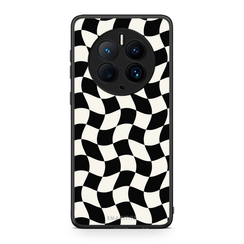 Θήκη Huawei Mate 50 Pro Black and Cream Wavy Checkerboard από τη Smartfits με σχέδιο στο πίσω μέρος και μαύρο περίβλημα | Huawei Mate 50 Pro Black and Cream Wavy Checkerboard case with colorful back and black bezels