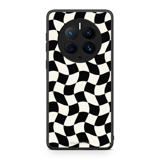 Θήκη Huawei Mate 50 Pro Black and Cream Wavy Checkerboard από τη Smartfits με σχέδιο στο πίσω μέρος και μαύρο περίβλημα | Huawei Mate 50 Pro Black and Cream Wavy Checkerboard case with colorful back and black bezels