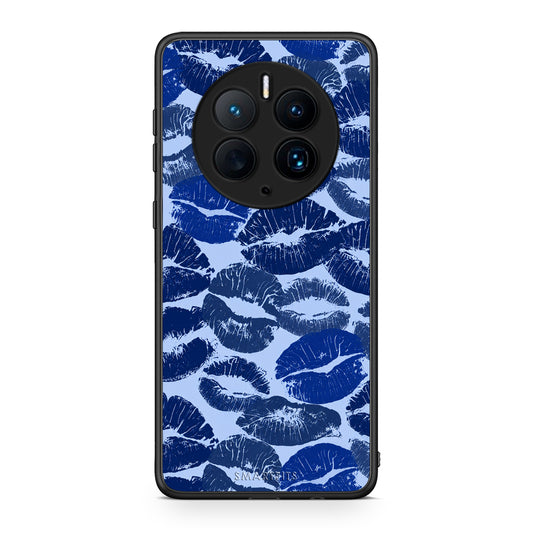Θήκη Huawei Mate 50 Pro Blue Lipstick Kisses από τη Smartfits με σχέδιο στο πίσω μέρος και μαύρο περίβλημα | Huawei Mate 50 Pro Blue Lipstick Kisses case with colorful back and black bezels
