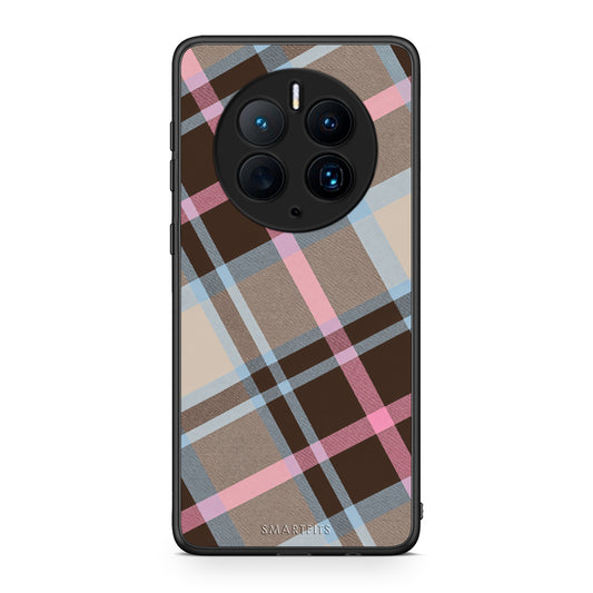 Θήκη Huawei Mate 50 Pro Brown Pink and Blue Diagonal Plaid από τη Smartfits με σχέδιο στο πίσω μέρος και μαύρο περίβλημα | Huawei Mate 50 Pro Brown Pink and Blue Diagonal Plaid case with colorful back and black bezels