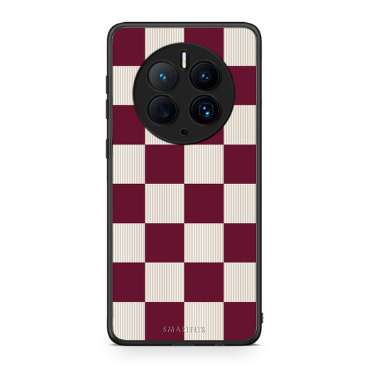 Θήκη Huawei Mate 50 Pro Burgundy and Cream Striped Checks από τη Smartfits με σχέδιο στο πίσω μέρος και μαύρο περίβλημα | Huawei Mate 50 Pro Burgundy and Cream Striped Checks case with colorful back and black bezels