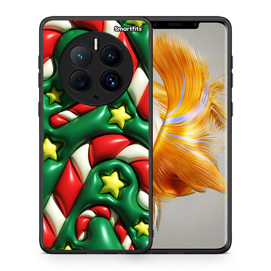 Θήκη Huawei Mate 50 Pro Christmas Bubbles από τη Smartfits με σχέδιο στο πίσω μέρος και μαύρο περίβλημα | Huawei Mate 50 Pro Christmas Bubbles Case with Colorful Back and Black Bezels