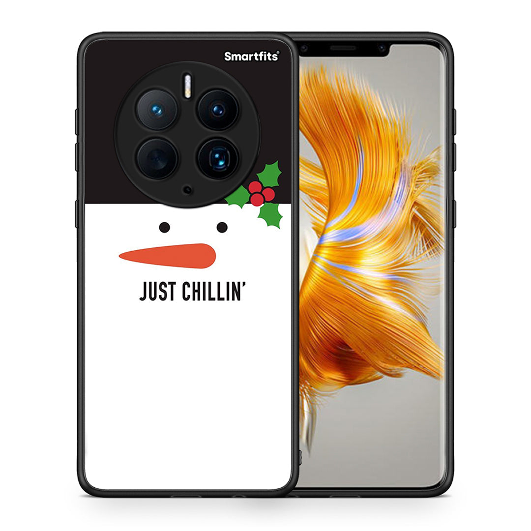 Θήκη Huawei Mate 50 Pro Christmas Chillin από τη Smartfits με σχέδιο στο πίσω μέρος και μαύρο περίβλημα | Huawei Mate 50 Pro Christmas Chillin Case with Colorful Back and Black Bezels