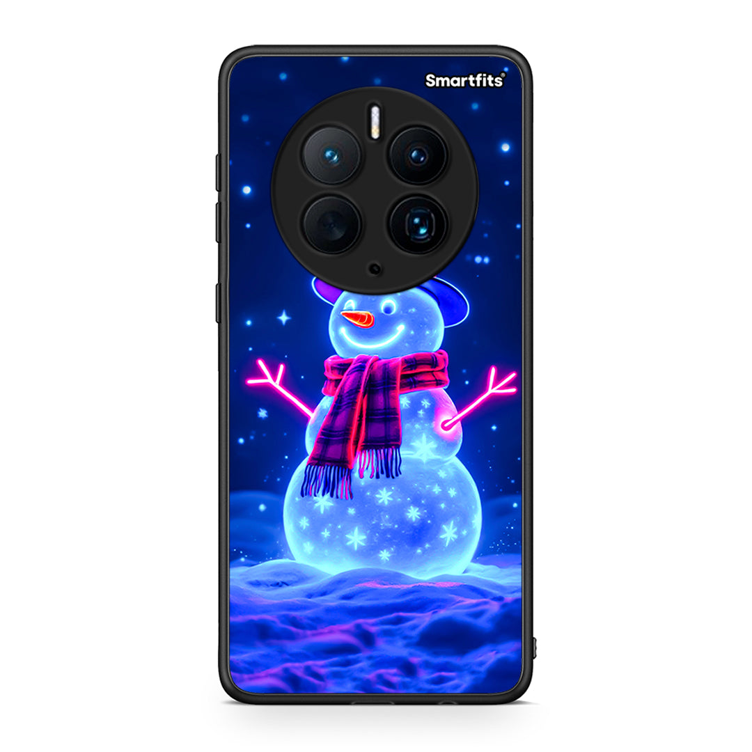 Θήκη Huawei Mate 50 Pro Christmas Neon Snowman από τη Smartfits με σχέδιο στο πίσω μέρος και μαύρο περίβλημα | Huawei Mate 50 Pro Christmas Neon Snowman Case with Colorful Back and Black Bezels