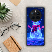 Thumbnail for Θήκη Huawei Mate 50 Pro Christmas Neon Snowman από τη Smartfits με σχέδιο στο πίσω μέρος και μαύρο περίβλημα | Huawei Mate 50 Pro Christmas Neon Snowman Case with Colorful Back and Black Bezels