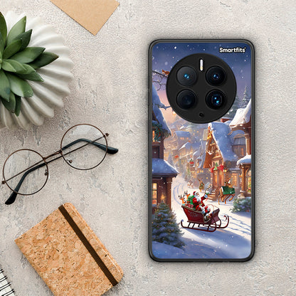 Θήκη Huawei Mate 50 Pro Christmas Snow από τη Smartfits με σχέδιο στο πίσω μέρος και μαύρο περίβλημα | Huawei Mate 50 Pro Christmas Snow Case with Colorful Back and Black Bezels
