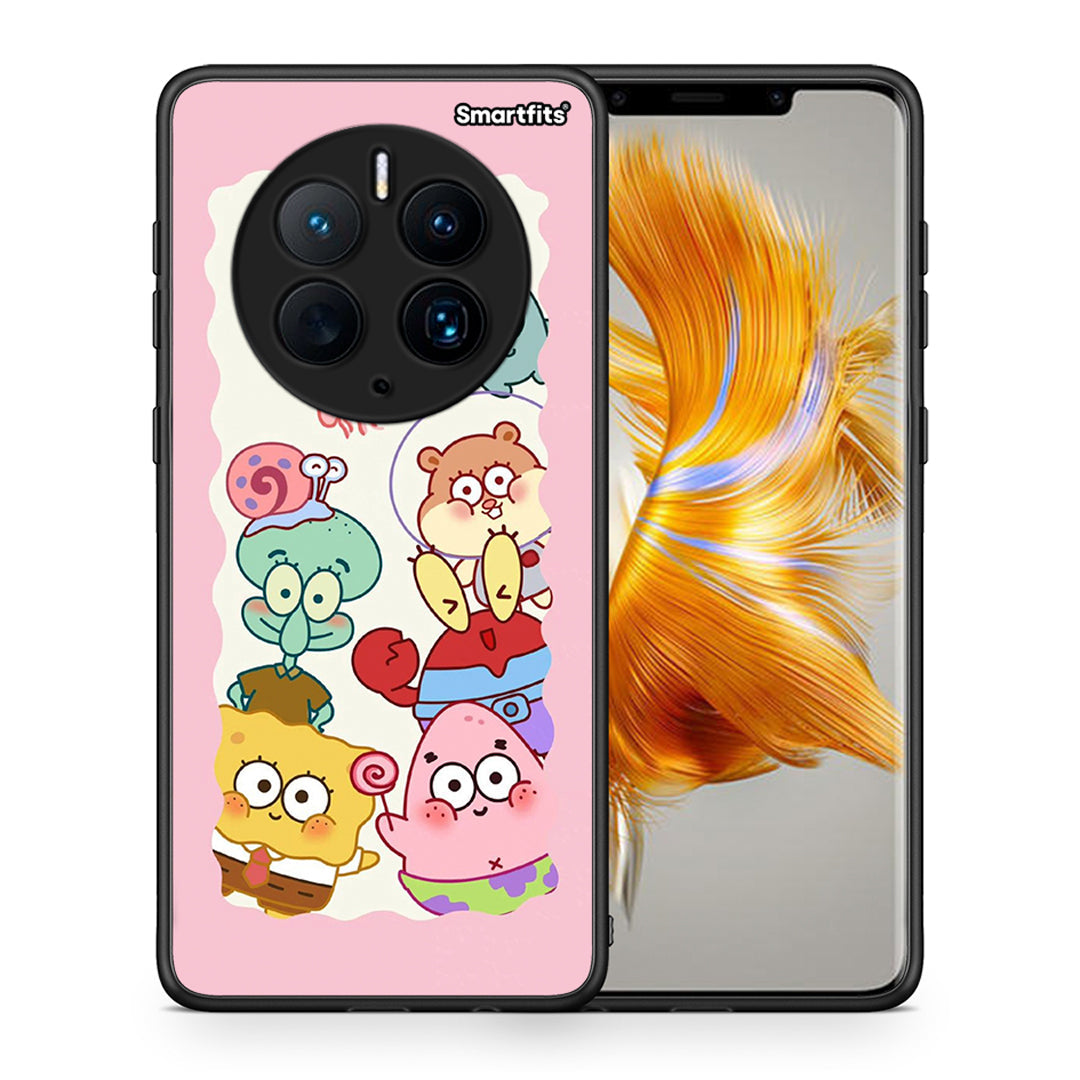 Θήκη Huawei Mate 50 Pro Cute Companion από τη Smartfits με σχέδιο στο πίσω μέρος και μαύρο περίβλημα | Huawei Mate 50 Pro Cute Companion Case with Colorful Back and Black Bezels