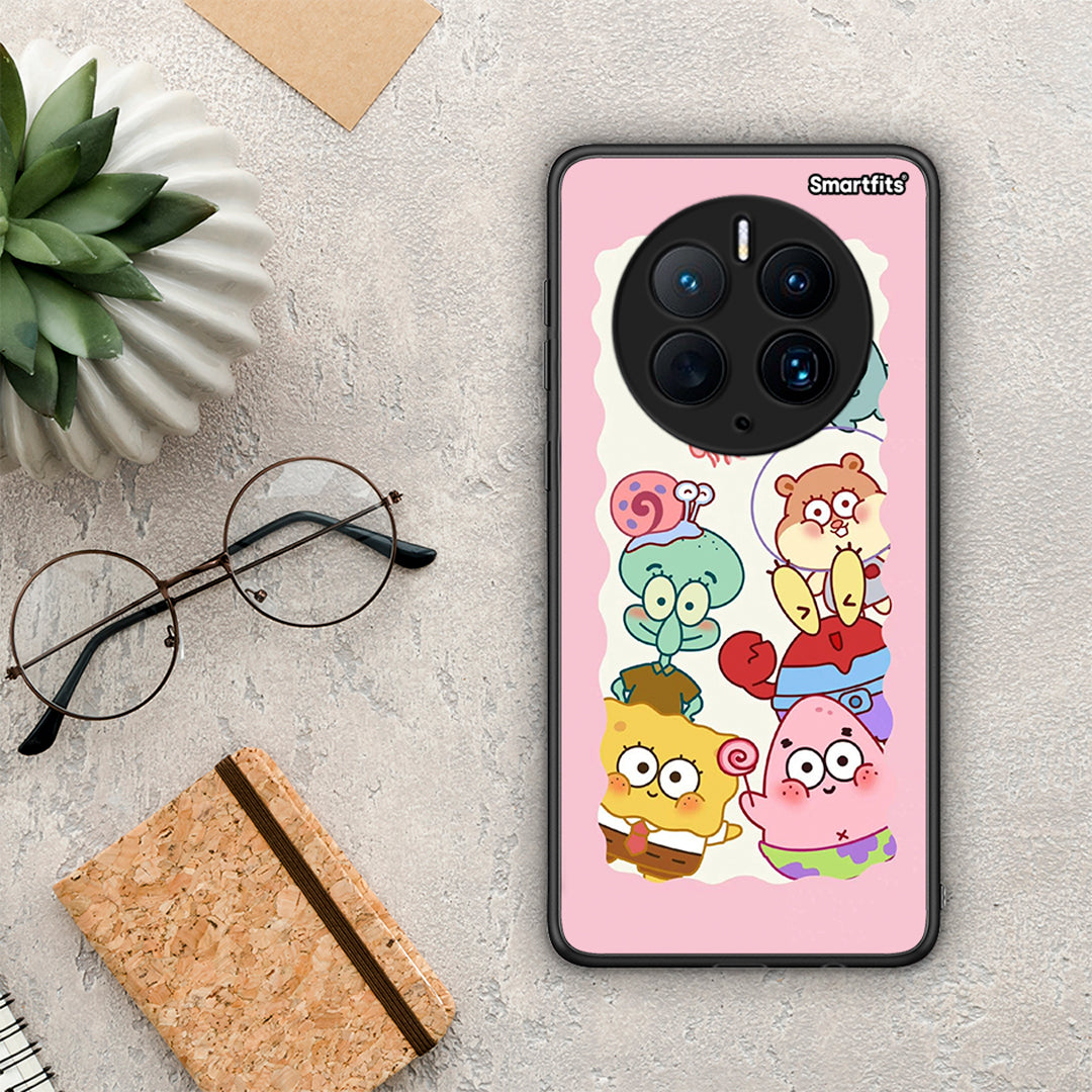 Θήκη Huawei Mate 50 Pro Cute Companion από τη Smartfits με σχέδιο στο πίσω μέρος και μαύρο περίβλημα | Huawei Mate 50 Pro Cute Companion Case with Colorful Back and Black Bezels